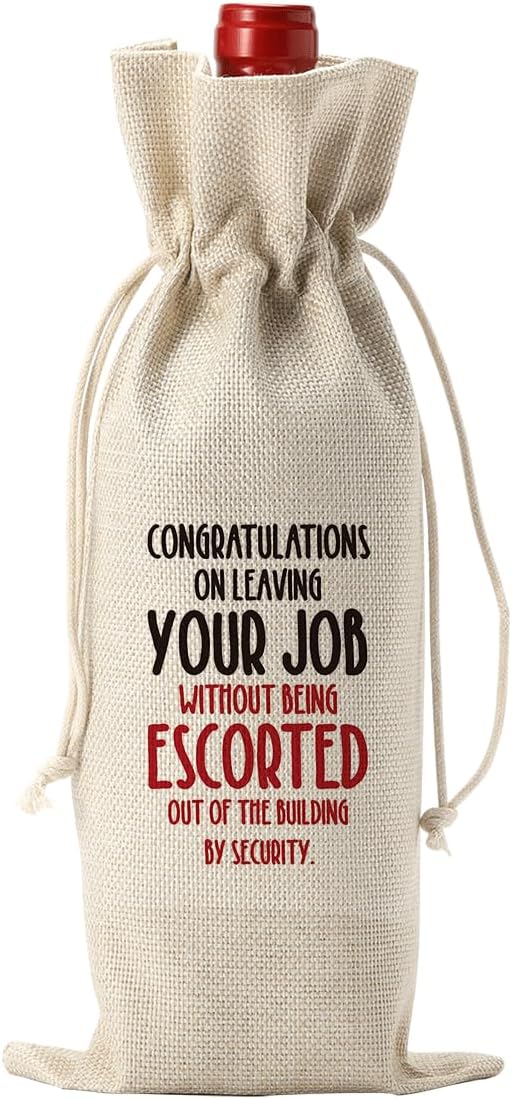 Funny Retirement Gifts for Woman Men Happy Retirement Party Decorations Retired Leaving Gifts for Coworkers Boss Congratulations On Leaving Your Job Sign Wine Bag