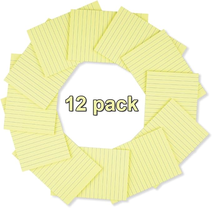 (12 Pads) Sticky Notes 4X6 in Yellow Stickies Super Sticking Power Memo Pads Strong Adhesive
