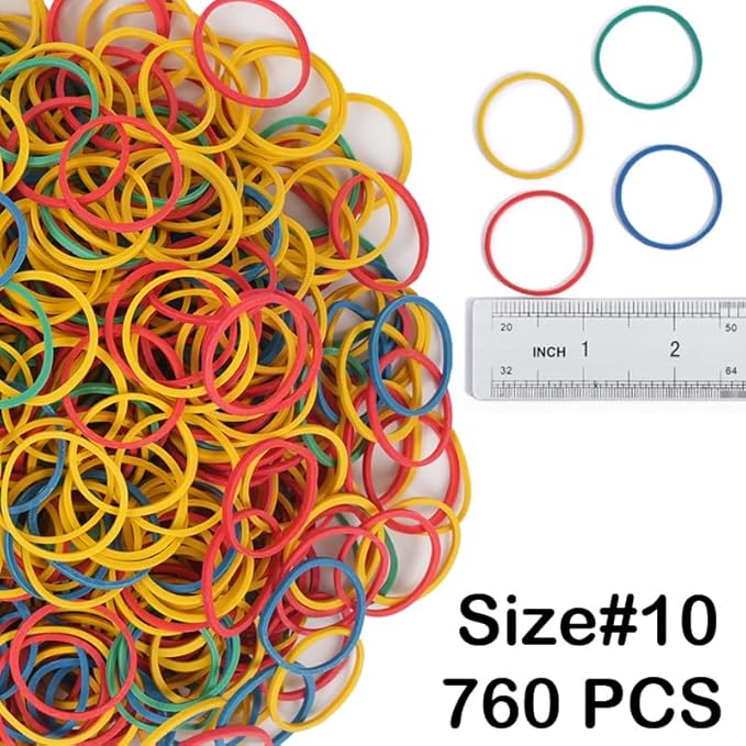Rubber Bands Size#10 760pcs Elastic Rubber Band 1 inch Multicolour Rubber Bands for Office Supplies File Folders Money