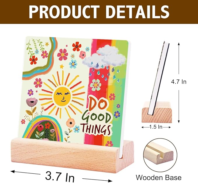 Inspirational Gifts for Women Girls Friends Birthday Christmas-Encouragement Gift Cheer Up Gifts for Friends-Motivational Sign Ceramic Plaque Desk Decor-Sun and Rainbow Sign