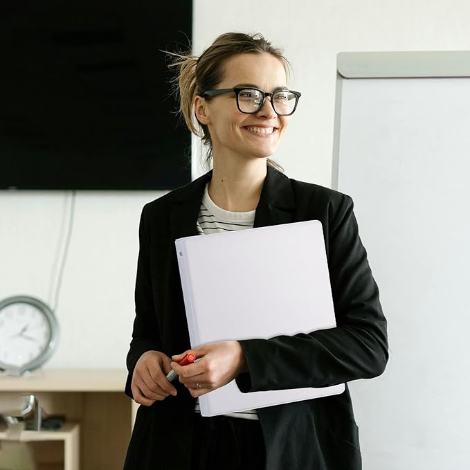 COMIX Sturdy 3 Ring Binder 0.5 inch with Clear View Cover, 1/2" Round Ring View Binder, PVC-Free, 100 Sheets Capacity of US Letter Size Paper, Office ＆ School Supplies, Pack of 12 (White)