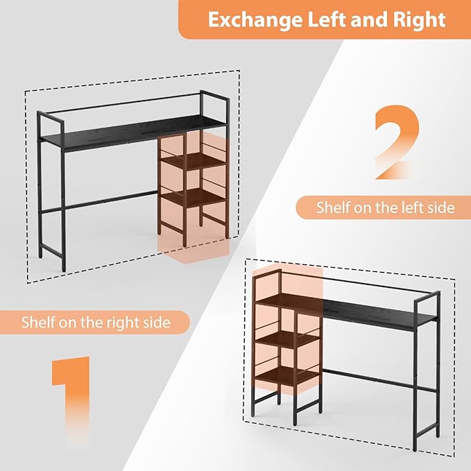 Desk Shelf, 38.5 Inch Desk Hutch for Computer Monitor, Computer Desktop Bookshelf Storage Rack Adjustable Desk Hutch Top Only, 3 Tier Desktop Organizer Shelf for Office Home Dorm, Black
