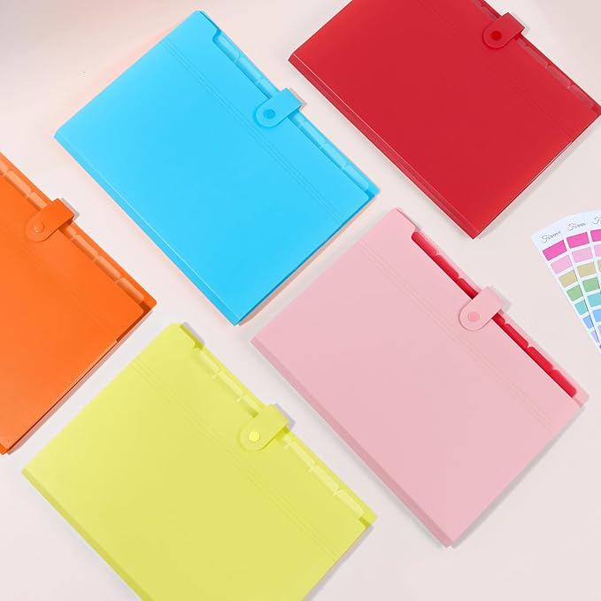 Forvencer Expanding File Folder with 8 Pocket, Letter Size Accordion File Organizer, Portable Folders for Documents, Cute Paper Organizer, Filling Products for School Office Supplies, A4 Size, Pink