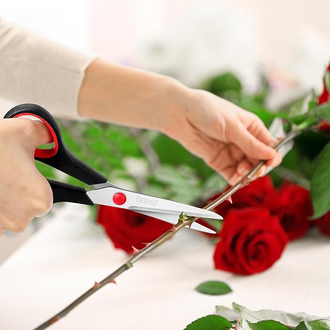 Scissors Bulk black 6-Pack, All Purpose Stainless Steel Sharp Scissors for Office Home General Use Craft Supplies, High/Middle School Classroom Class Older Kids Set, Right/Left