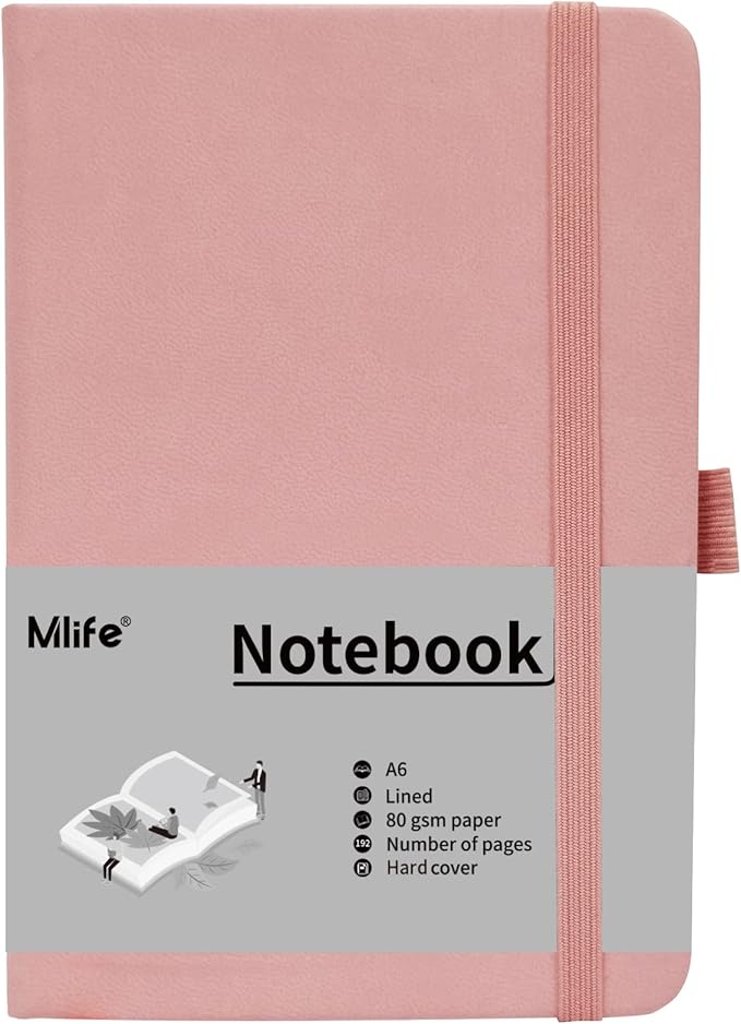A6 Small Journal Notebook, Lined Pocket Notebook with Pen Holder, Mini Notebook Hardcover, 192 Pages, 3.9 inches * 5.5 inches Jurnal for Women and Man（1PACK Pink）