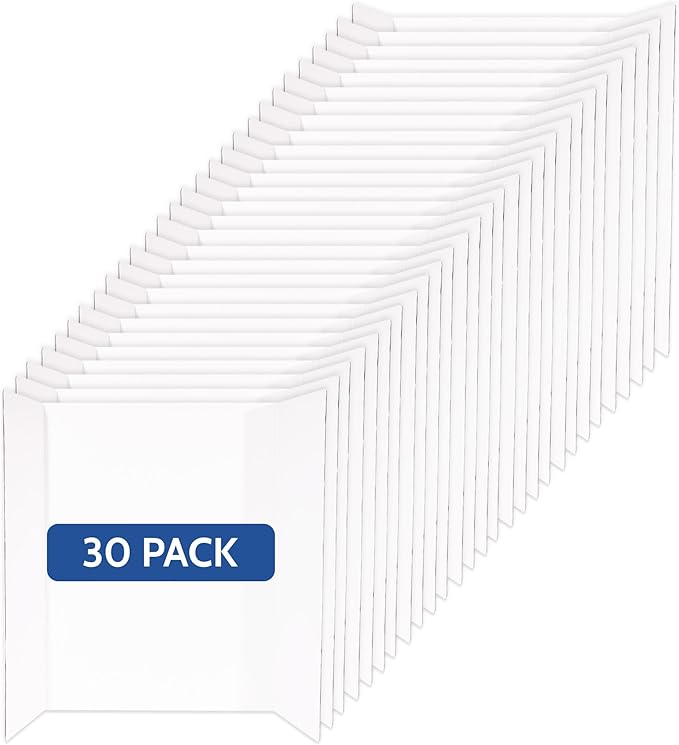 EPI Tri Fold Cardboard Display Board. Large 36 x 48in White Tri-fold Poster 30 Pack. Professional Presentation Boards with Rounded Corners for Science Fair Project, School and Business Presentations