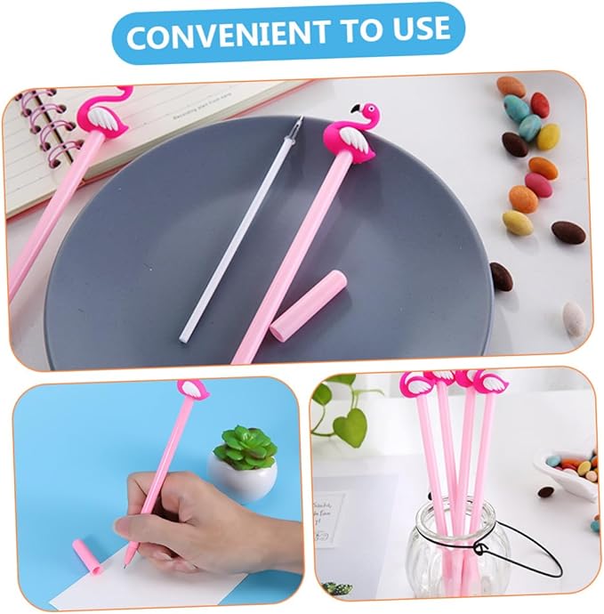 20Pcs Flamingo Gel Pens Fine Tip Cartoon Writing Pens for Students School and Home Use with Ink Capacity and Design