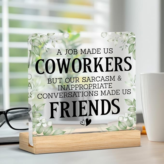 Friendship Gifts for Coworkers Work Friends, Work Besties Gifts for Women, a Job Made Us Coworkers Acrylic Desk Sign Decor