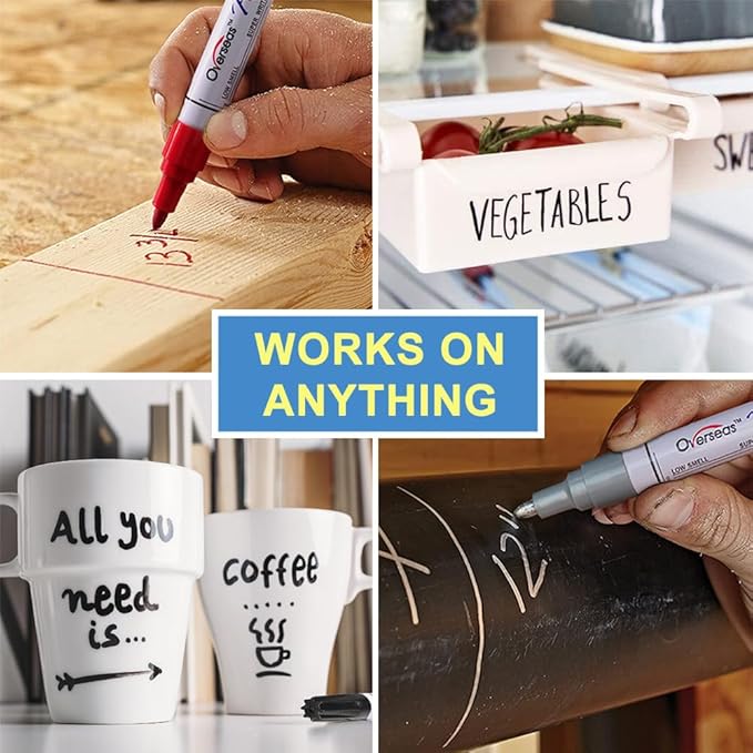 Overseas Permanent Paint Pens Green Markers - 2 Pack Single color Oil Based Paint Markers, Medium Tip, Quick Drying and Waterproof Marker Pen for Metal, Rock Painting, Wood, Plastic, Canvas, Mugs