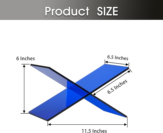 Large Clear Acrylic Book Stand - Perfect for Displaying Open Books on Your Coffee Table - Ideal for Bibles, Cook Books, Guest Books, Magazines, Each with a Lucite Paperweight (Blue)
