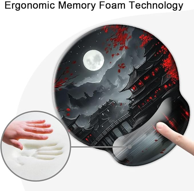 Ergo Comfort Gel Wrist Rest Mouse Pad-Ergonomic Office Mousepad with Wrist Support-Non-Slip, Design Desk Accessories Mat for Home&Game Decor Full Moon