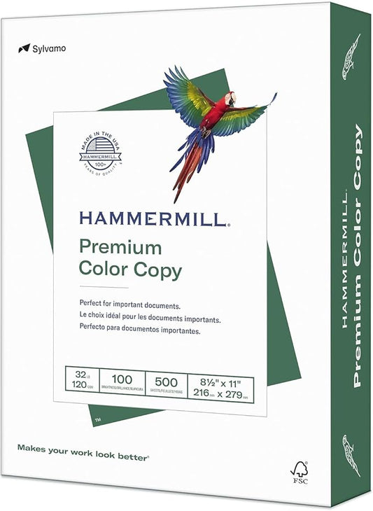 Hammermill Printer Paper, Premium Color 32 Lb Copy Paper, 8.5 x 11 - 1 Ream (500 Sheets) - 100 Bright, Made in the USA, 102630