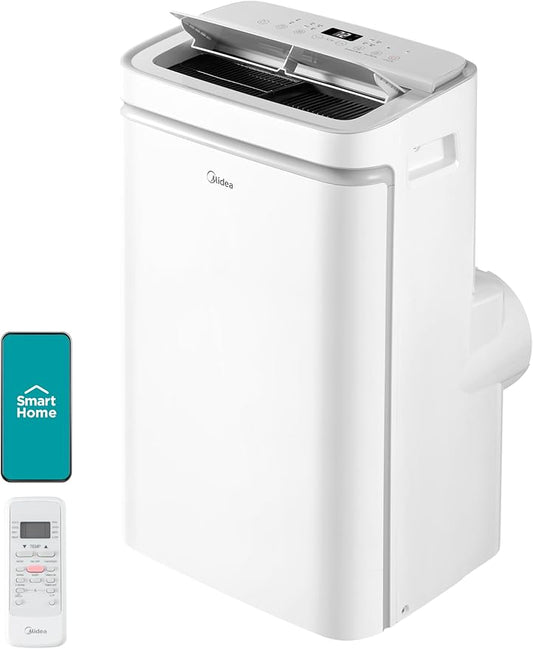 Midea 14,000 BTU ASHRAE (10,000 BTU SACC) Portable Air Conditioner, Cools up to 450 Sq.Ft., with Dehumidifier&Fan mode&Heat, Control with Remote, Amazon Alexa&Google Assistant, Easy-to-use and Install