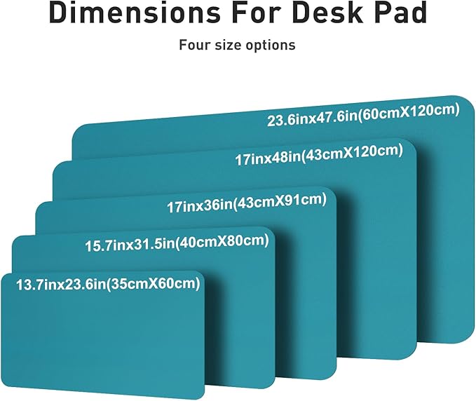 Aothia Faux Leather Desk Mat – Large Mouse Pad, Non-Slip PU Leather Blotter, Waterproof Writing Surface for Office and Home (Turquoise, 47.2" x 23.6")