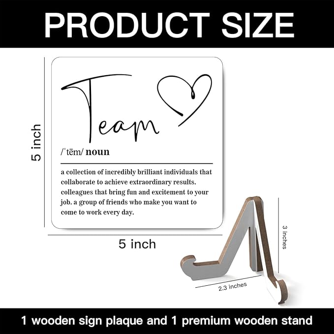 Wooden Table Sign Gift Team Definition Desk Decor Wood Plaque With Stand Team Gift for Boss Employees Women Best Mom Coworker Office(White)-A16