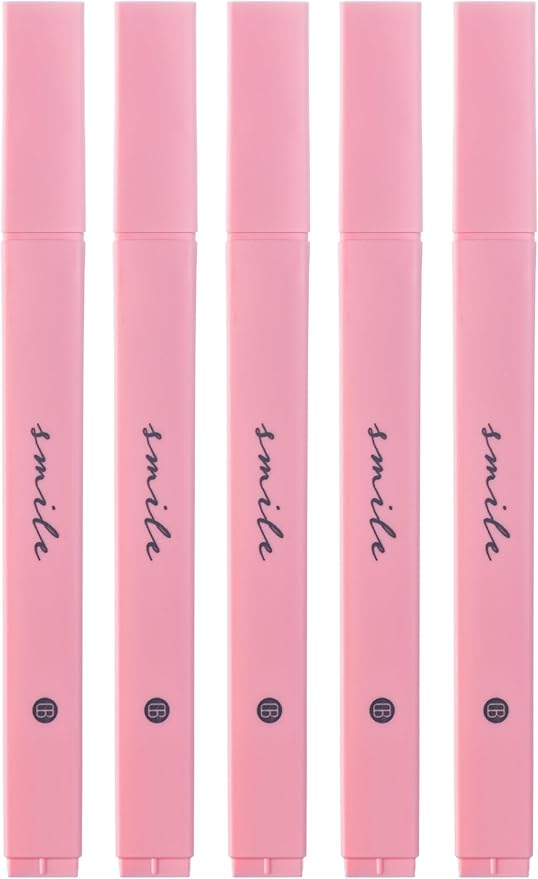 DIVERSEBEE Bible Highlighters with Soft Chisel Tip, 5 Pack Single Color Pens No Bleed, Quick Dry, Cute Aesthetic Markers for Bible Study Journaling Supplies (Pink)