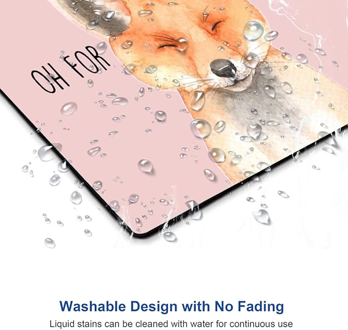 Mouse Pad, Cute Fox Mouse Pad for Women, Washable Square Cloth Mousepad for Office Laptop, Non-Slip Rubber Base Computer Mouse Pads for Wireless Mouse, Kawaii Mouse Pads for Desk