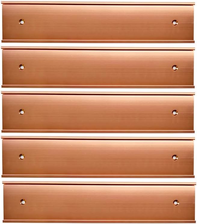 Nameplate Holder Wall or Door 5Pack (Rose Gold, 2“ × 10”)