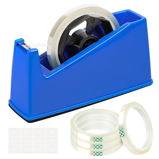 HTVRONT Heat Tape Dispenser - Sublimation Heat Transfer Tape Dispenser Holder fits 1"& 3" Cores, Blue Desk Dispenser Sets for Office and School