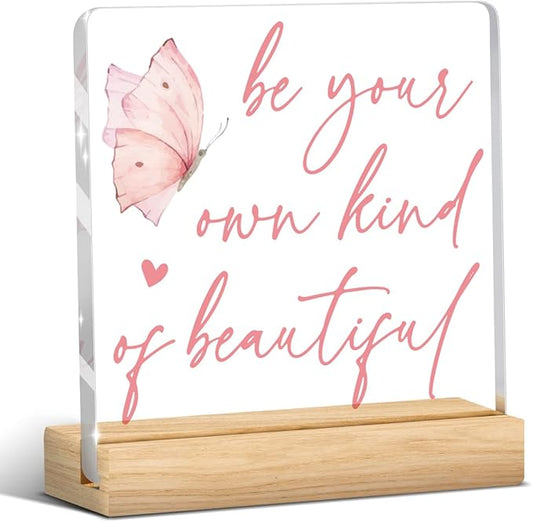 Coquette Room Gifts Pink Inspirational Awareness Positive Affirmation Sign Acrylic Sign Plaque Motivational Table Decorations for Home Living Room Bedroom