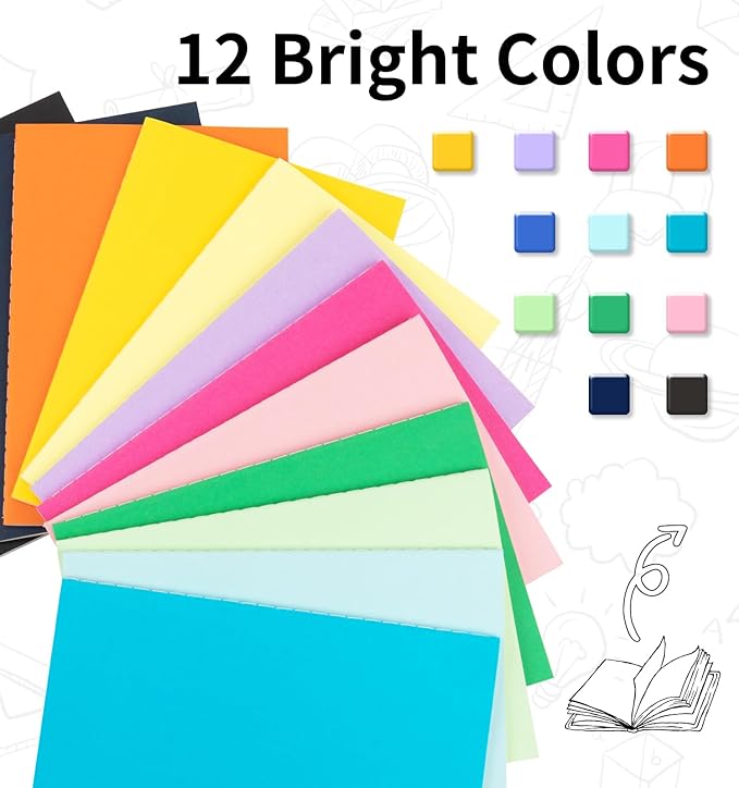 120 Pack Colorful Lined Notebooks for writing, Journals Bulk, A5 Composition Books, 8.3x5.5 Inch, 60 Pages, 30 Sheets Sketchbooks for Office School Travel Supplies (Lined-120 pack, 12 Colors)