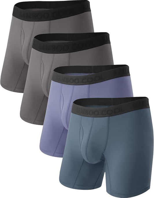 BAMBOO COOL Men's Ultra Breathable Underwear,No Riding Up Boxer Briefs with ComfortFlexible Waistband,Multipack