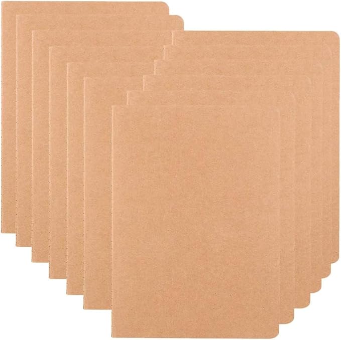 Large Blank Notebook Journals Bulk with Thick Plain Paper, 60 Pages, 8.5x11 inch, Sketchbook Composition Diary Subject Notebooks Planner for Students Office, Kraft Journal Set, 12 Pack