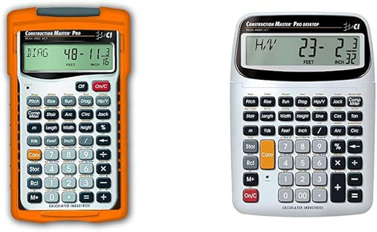 Calculated Industries 4065 Construction Master ProCalculator & 44080 Construction Master Pro-Desktop Advanced Construction Math Feet-Inch-Fraction Calculator with Trig Tool