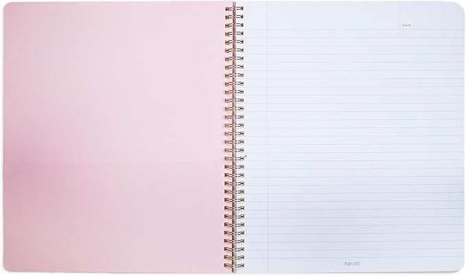 ban.do Metallic Rough Draft Large Spiral Notebook, 11" x 9" with Pockets and 160 College Ruled Pages, Pearlescent