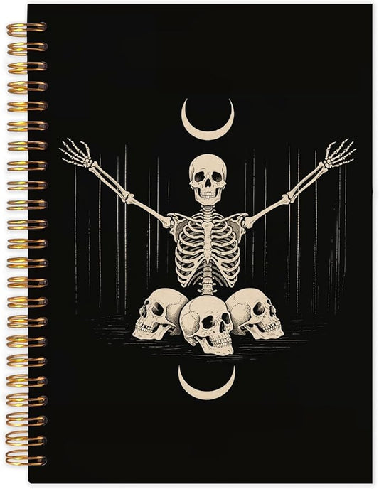 WUCHJ Witchy Gothic Spiral Notebook, Astrology Journal, Celestial Sun and Moon Phases 5.5x8.3 Inch,Lined Notebooks College Ruled, Magic Notebook for Women, Astrology Gifts for Women