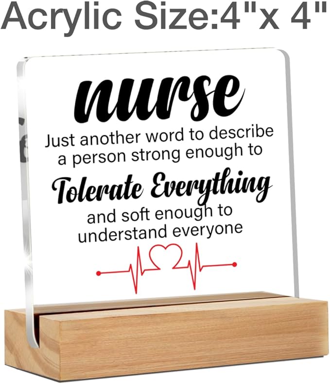 Thank You Nurse Gifts for Women, Nurse Appreciation Gifts Clear Acrylic Desk Decor Decorative Sign for Home Office, 4 x 4 Inches