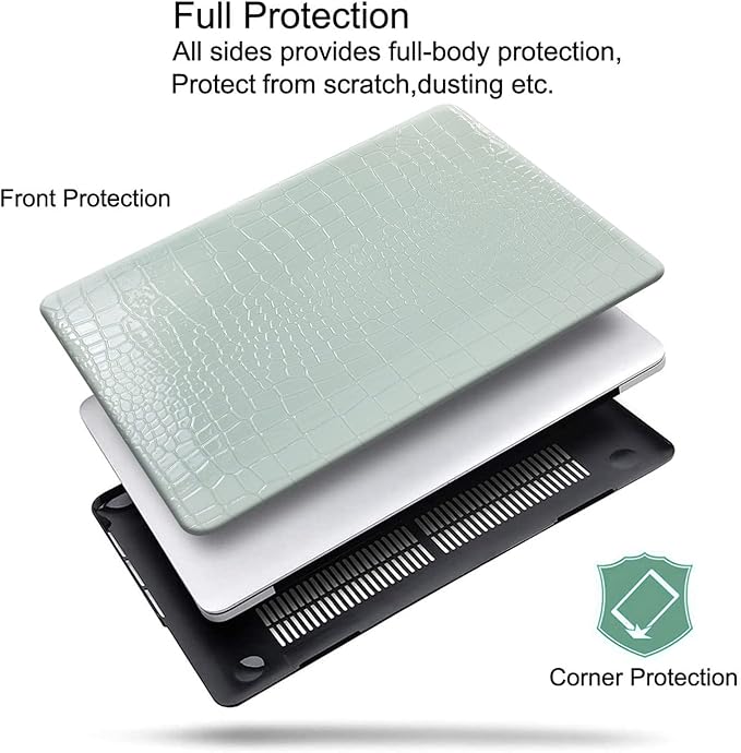 DTangLsm for Crocodile MacBook Air 13 inch Case 2022 2021 2020 2019 2018 A2337 M1 A2179 A1932, Alligator Skin PU Leather Hard Cover Snakeskin Print Case for MacBook Air 13 M1 + Keyboard Cover Ice Blue