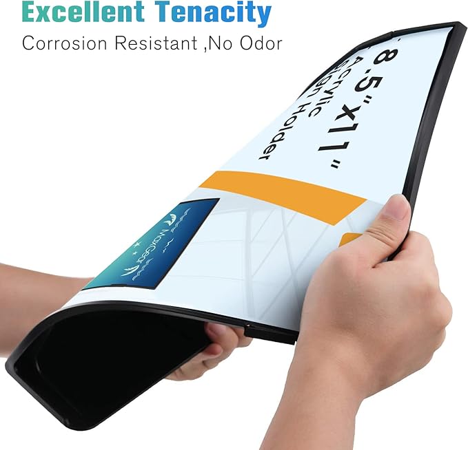 MaxGear Fall Resistant Acrylic Sign Holder 8.5 x 11 Inches 3 Pack, Slant Back Table Flyer Menu Display Stand, Heavy Duty Plastic Acrylic Sign Frame Paper Holder for Business, Store, Restaurant, Black