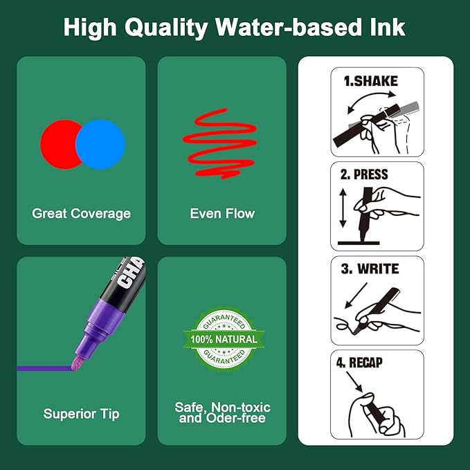 SILENART Chalk Markers - Vibrant 8 Pack - Dry Erase Markers Pen - Liquid Chalk Markers for Blackboard Chalk Board Windows Glass Acrylic Calendar Board - Erasable Chalk Marker (Red)