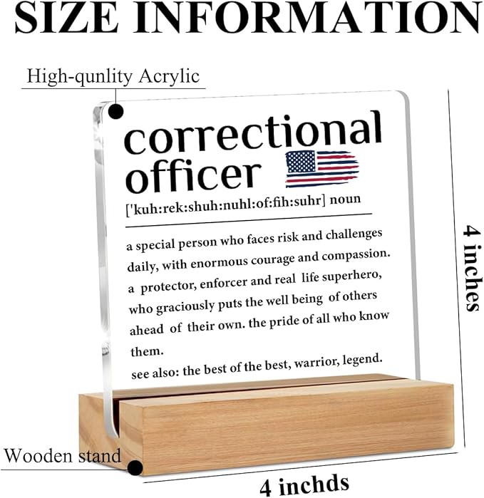 Correctional Officer Gifts, Acrylic Sign, Appreciation Gifts for Women Men, Correctional Officer Definition Quotes Acrylic Plaque Desk Decor, Shelf Cubicle Table Decor for Home Living Room Decoration