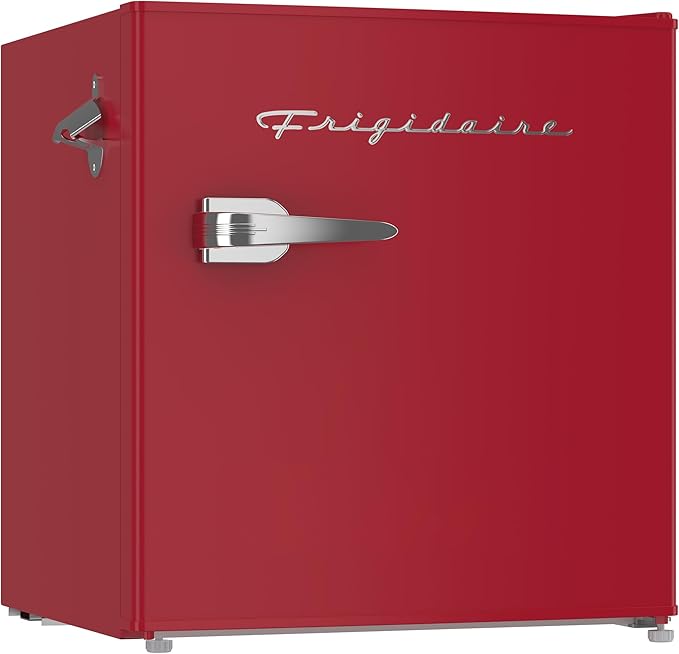 Frigidaire EFR176-RED 1.6 cu. ft. Retro Bar Fridge with Side Bottle Opener, Red