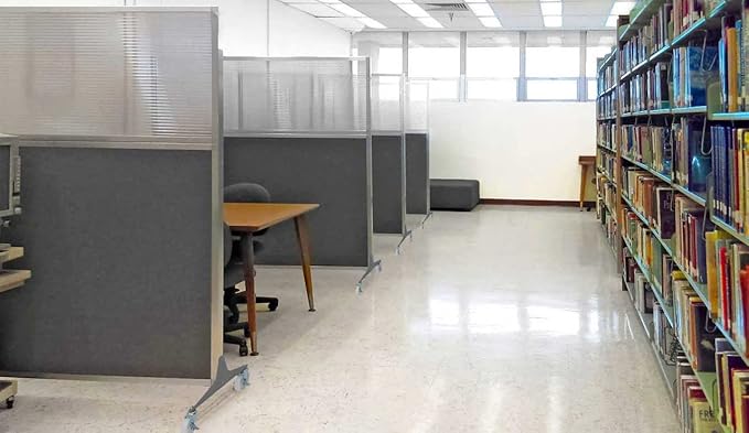 Versare Hush Screen Portable Room Divider | Workstation Wall Divider | Freestanding Privacy Hush Panels | Clear Fluted Windows | Fabric Office Divider Screen | Great for Room Separation