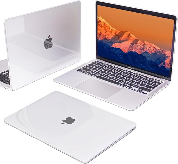 Compatible with MacBook Air 13 inch Case 2021 2020 2019 2018 M1 Chip A1932 A2179 A2337 Cover, Plastic Hard Shell Case Keyboard Cover Screen Film Dust Plug for MacBook Air 13 M1, Crystal Clear