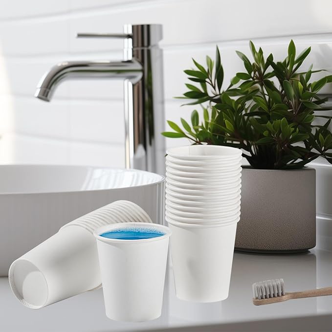 SIUQ 300 Pack 5 oz Paper Cups, White Disposable Paper Cups, Small Bathroom Mouthwash Cups, Hot/Cold Drinking Cup for Bathroom, Home, Party, Office, Picnic, Travel