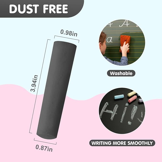 50 Pack Washable Sidewalk Chalks for Kids Non-Toxic Jumbo Chalk for Outdoor Art Play