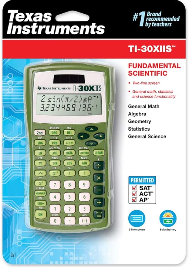 Texas Instruments TI-30X IIS 2-Line Scientific Calculator, Lime Green