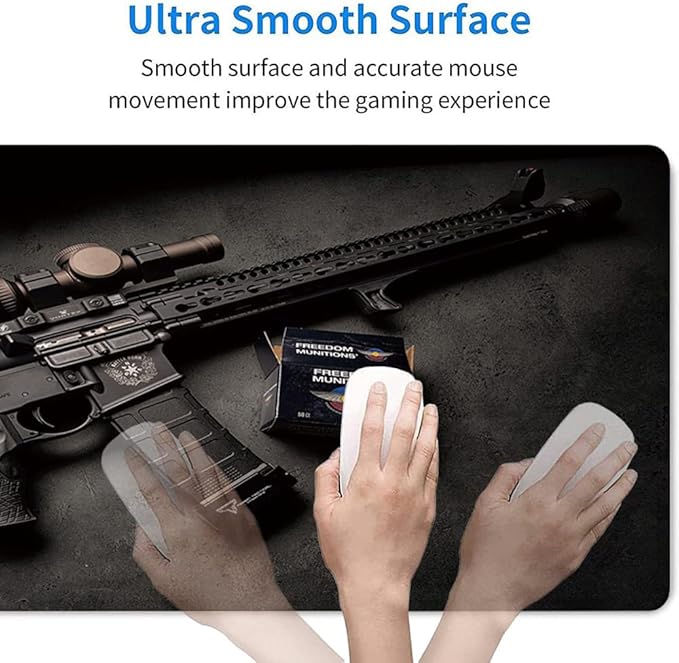 RTGGSEL 31.5x11.8 Inch Non-Slip Long Extended Large Gaming Mouse Pad with Stitched Edges XL Laptops Keyboard Mouse Mat (Black Gun)