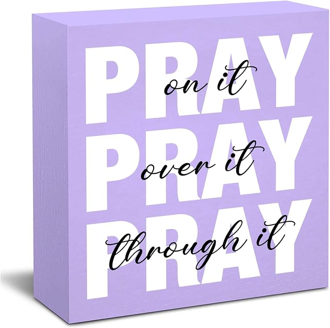 Purple Office Decor Desk Accessories Purple Gifts for Women Unique Home Pray on it Wooden Sign Bible Verse Home Art Decor Inspirational Christian Gifts for Women Boss