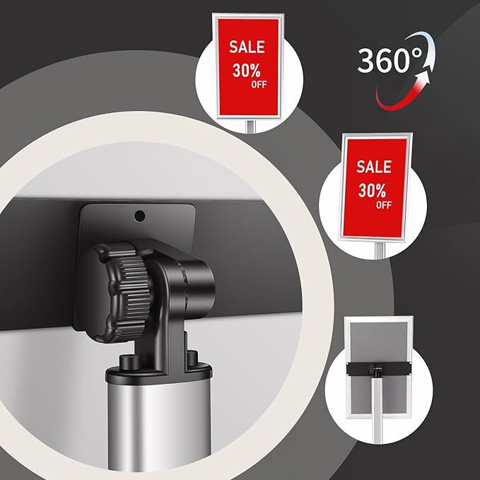 DISPLAYSWORKER Adjustable Heavy Duty Pedestal Sign holder floor Stand,sign stand poster stand Aluminum Snap Open Frame,Standing Floor for 11x 17 inch,Vertical/Horizontal View,SILVER