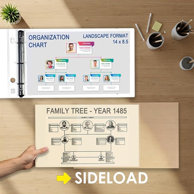 14 x 8.5 Landscape Legal Size Sheet Protectors, Side Load, Extra Heavyweight, Glass Clear, 2 Packs (50 Sheets Total), Archival Safe & Acid Free by Keepfiling