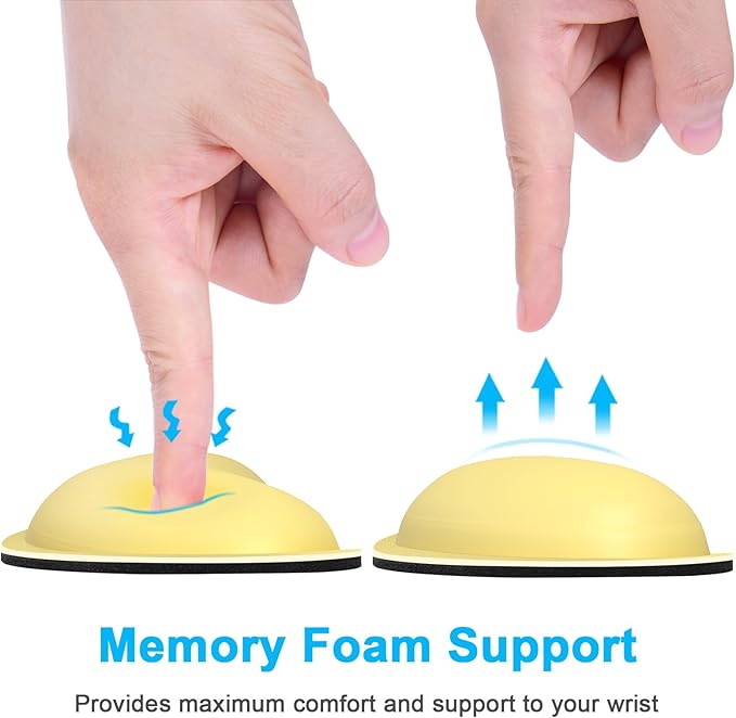 Dapesuom Mouse Wrist Rest, Ergonomic Memory Foam Mouse Wrist Support, Leather Hand Rest Pad Cushion for Gaming, Office, Laptop, Wireless Mouse, Men, Women, Pain Relief & Easy Typing, Lemon Yellow