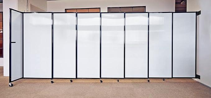 Wall-Mounted Sliding StraightWall Room Divider | Adjustable Widths | Locking Wheels | Room Separator | Up to 15'6" Wide x 7'6" Tall Red Fabric Panels