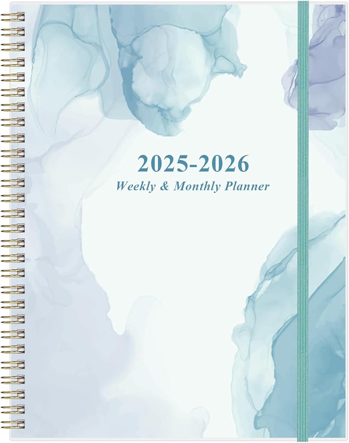 2026 Planner - Planner 2026 from January 2026 to December 2026 with 12 Monthly Tabs, Flexible Cover, Inner Pocket, 8.5" x 11", Blue Watercolor