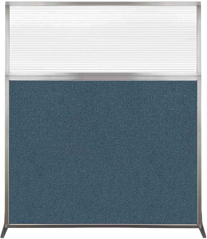 Versare Hush Screen Portable Room Divider | Workstation Wall Divider | Freestanding Privacy Hush Panels | Clear Fluted Windows | Fabric Office Divider Screen | Great for Room Separation