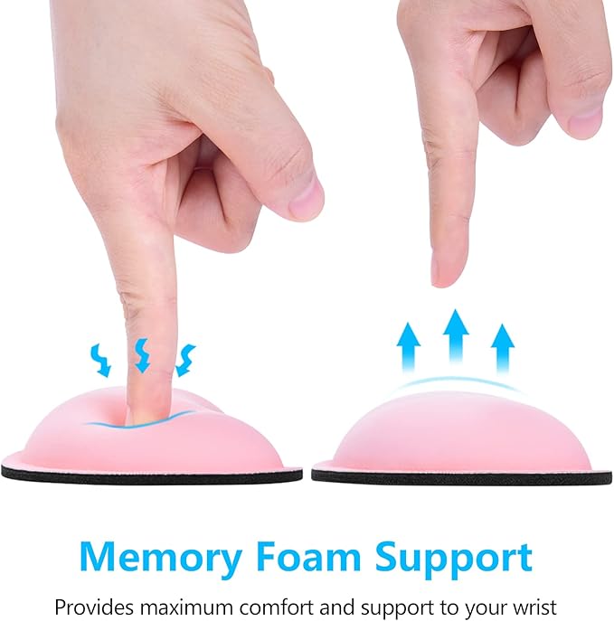 Dapesuom Mouse Wrist Rest, Ergonomic Memory Foam Mouse Wrist for Computer Desk Mats Support, PU Leather Hand Rest Pad Cushion for Gaming, Laptop, Men, Women, Pain Relief & Easy Typing, Pink